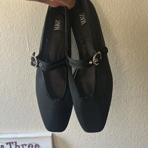 Zara Black Mesh Ballet Flats